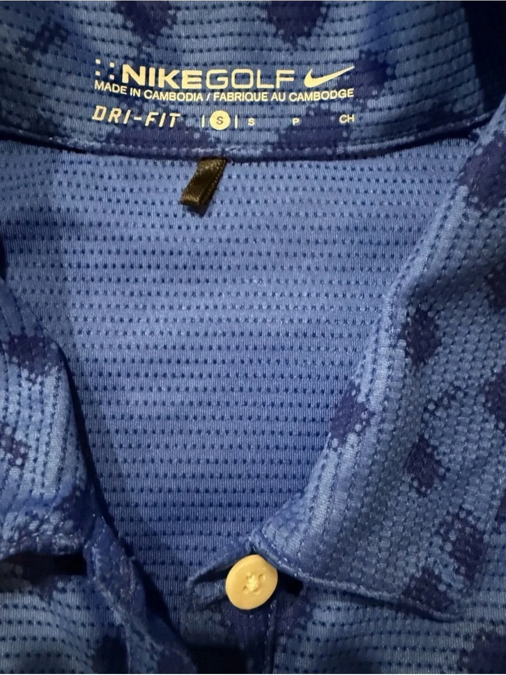 Nike Blue Patterned Sleeveless Golf Polo